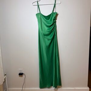 House of Harlow Revolve 1960 maxi slip dress slit ruched adjustable straps